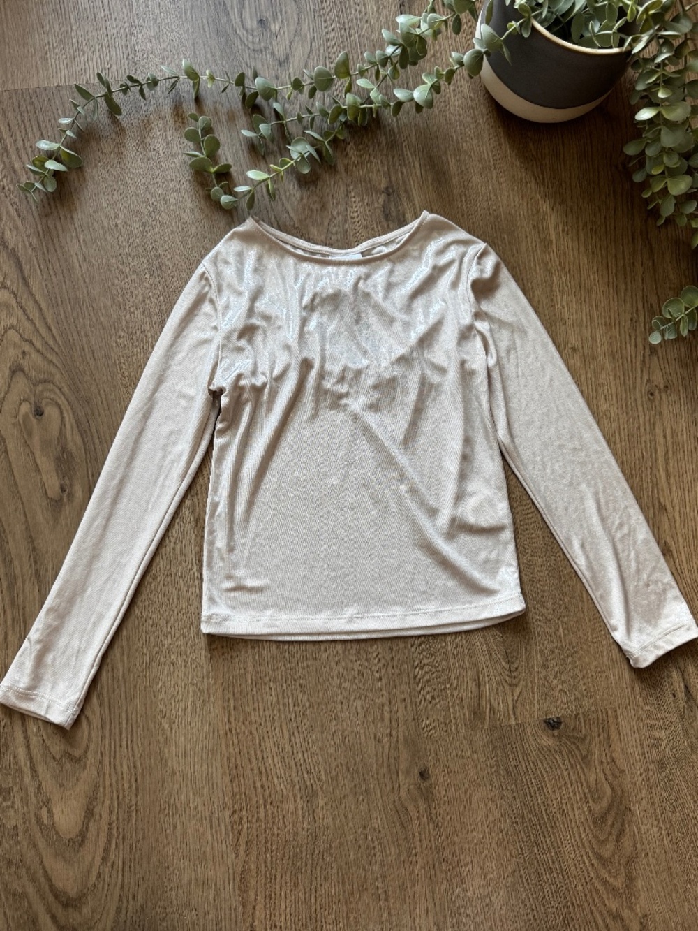 Zara Girls Size 7 Gold Shimmer Open Back Ruched Knot Top